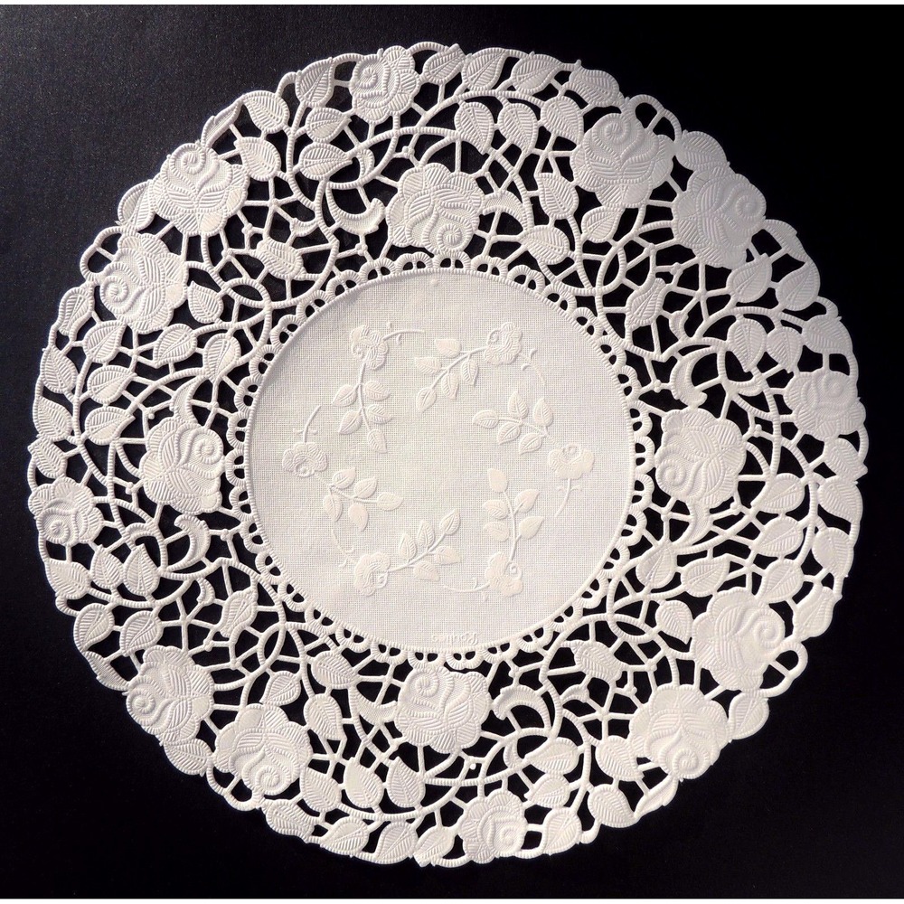 100 - 10" OFF WHITE ROSE FLORAL Lace Paper Doilies | White Paper Doily